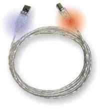 USB Standard Kabel A-B mit LEDs - transparent - 1,80m